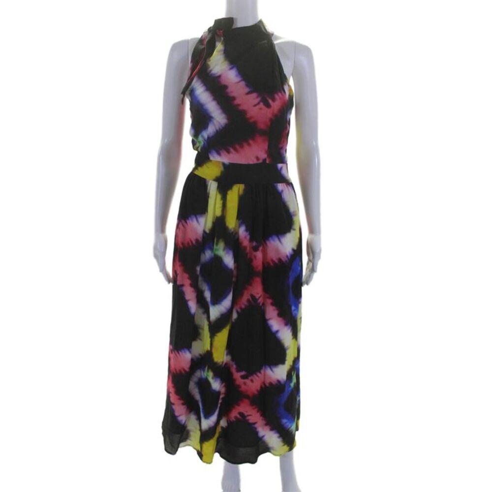 Busayo Collective Womens Rainbow Tie Dye Dress Black Size 4 15209971